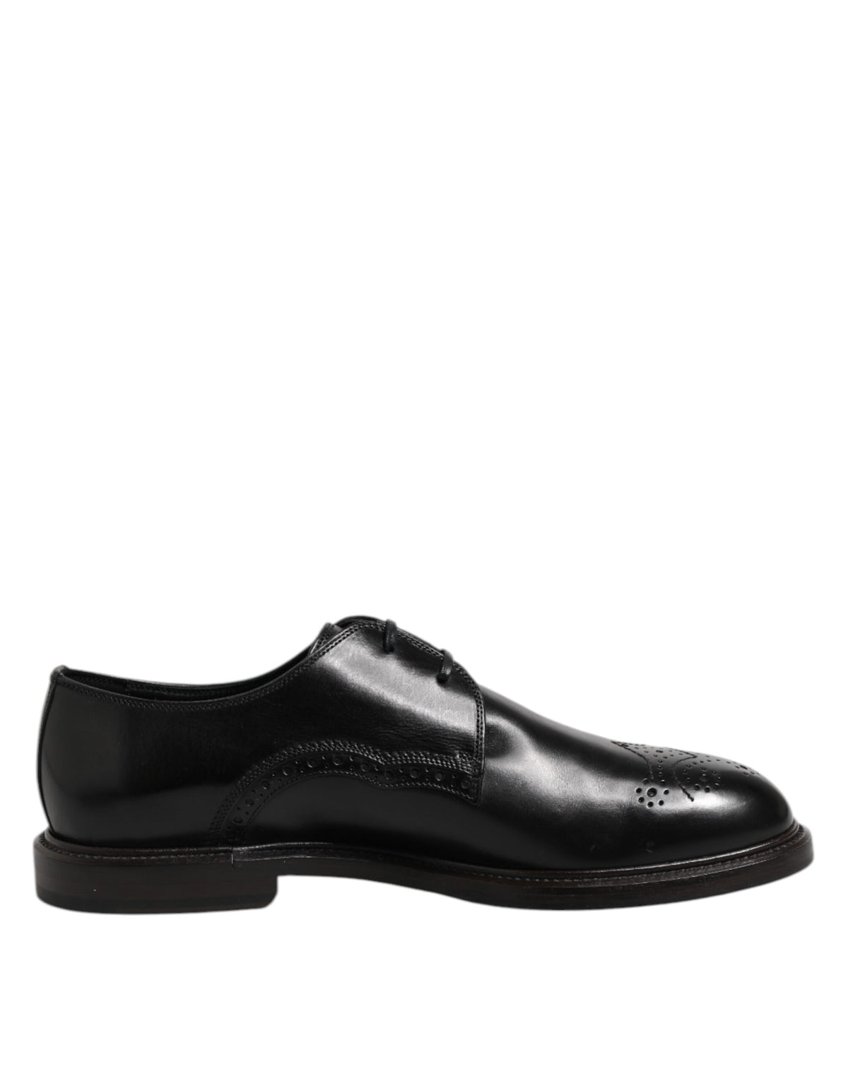 Dolce & Gabbana Black Leather Derby Wingtip Formal Shoes