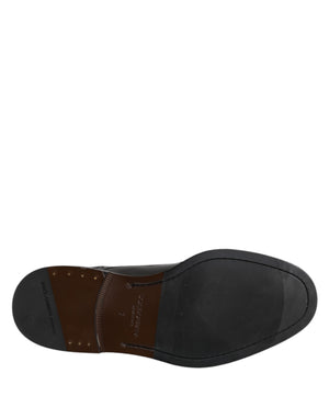 Dolce & Gabbana Black Leather Derby Wingtip Formal Shoes