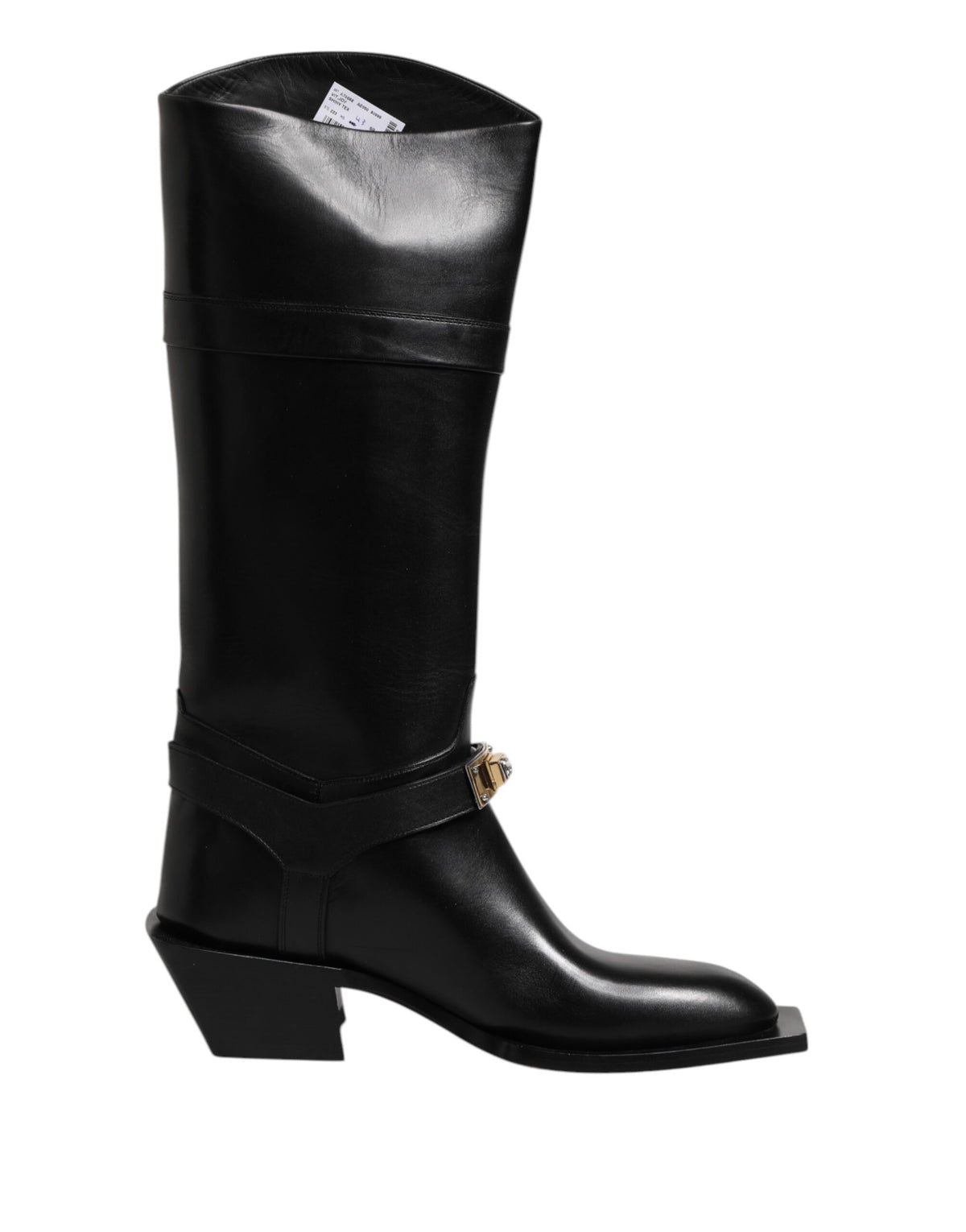 Dolce & Gabbana Black Leather High Boots Flats Shoes