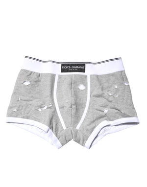Dolce & Gabbana Gray Cotton Stretch Regular Boxer Underwear