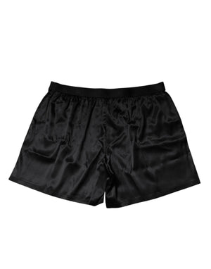 Dolce & Gabbana Black Silk Regular Men Boxer Shorts Underwear