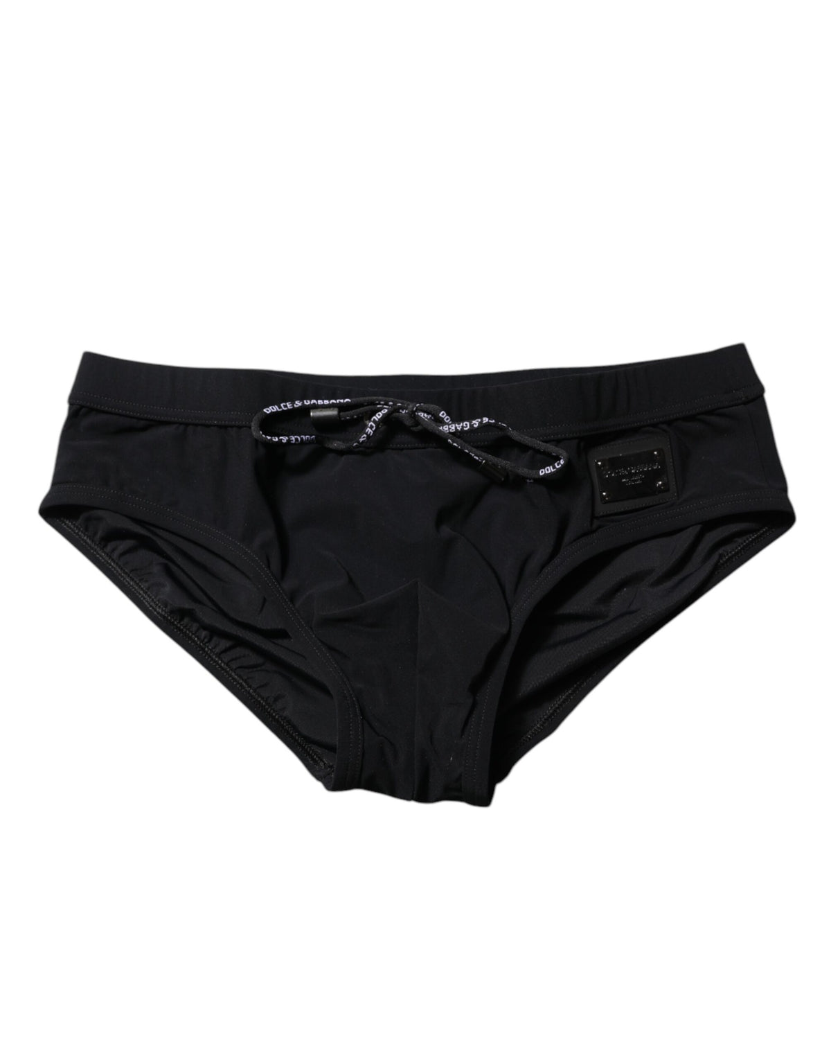 Dolce & Gabbana Black Logo Plaque Men Beachwear Brief Swimwear