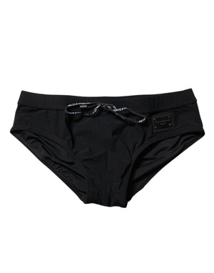 Dolce & Gabbana Black Logo Plaque Men Beachwear Brief Swimwear
