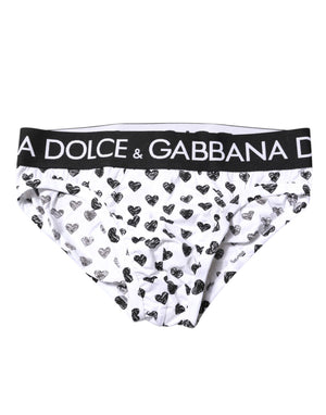 Dolce & Gabbana White Heart Printed Regular Brief Underwear