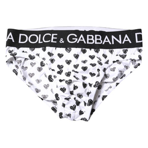 Dolce & Gabbana White Heart Printed Regular Brief Underwear