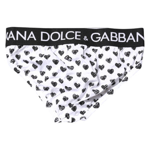 Dolce & Gabbana White Heart Printed Regular Brief Underwear