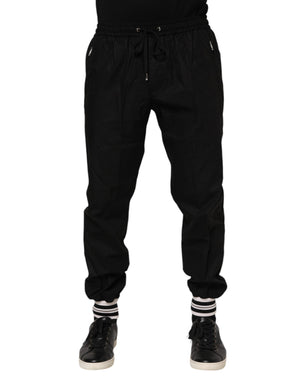 Dolce & Gabbana Black Cotton Logo Tape Men Jogger Pants