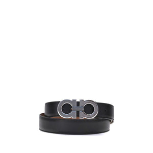 Ferragamo Black Calf Leather Bos Taurus Regular Belt