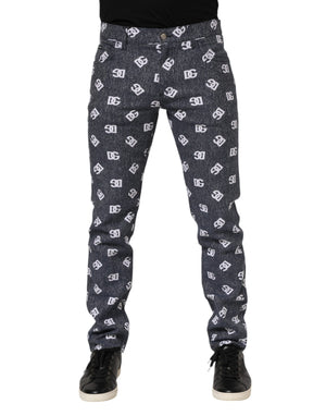 Dolce & Gabbana Dark Gray Logo Cotton Skinny Slim Denim Jeans