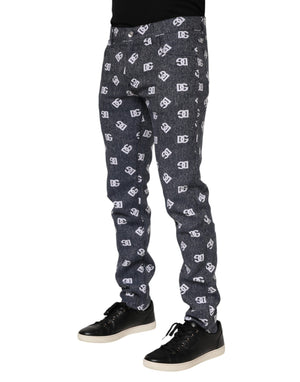 Dolce & Gabbana Dark Gray Logo Cotton Skinny Slim Denim Jeans