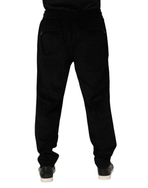 Dolce & Gabbana Black Cotton Men Jogger Sweatpants Pants