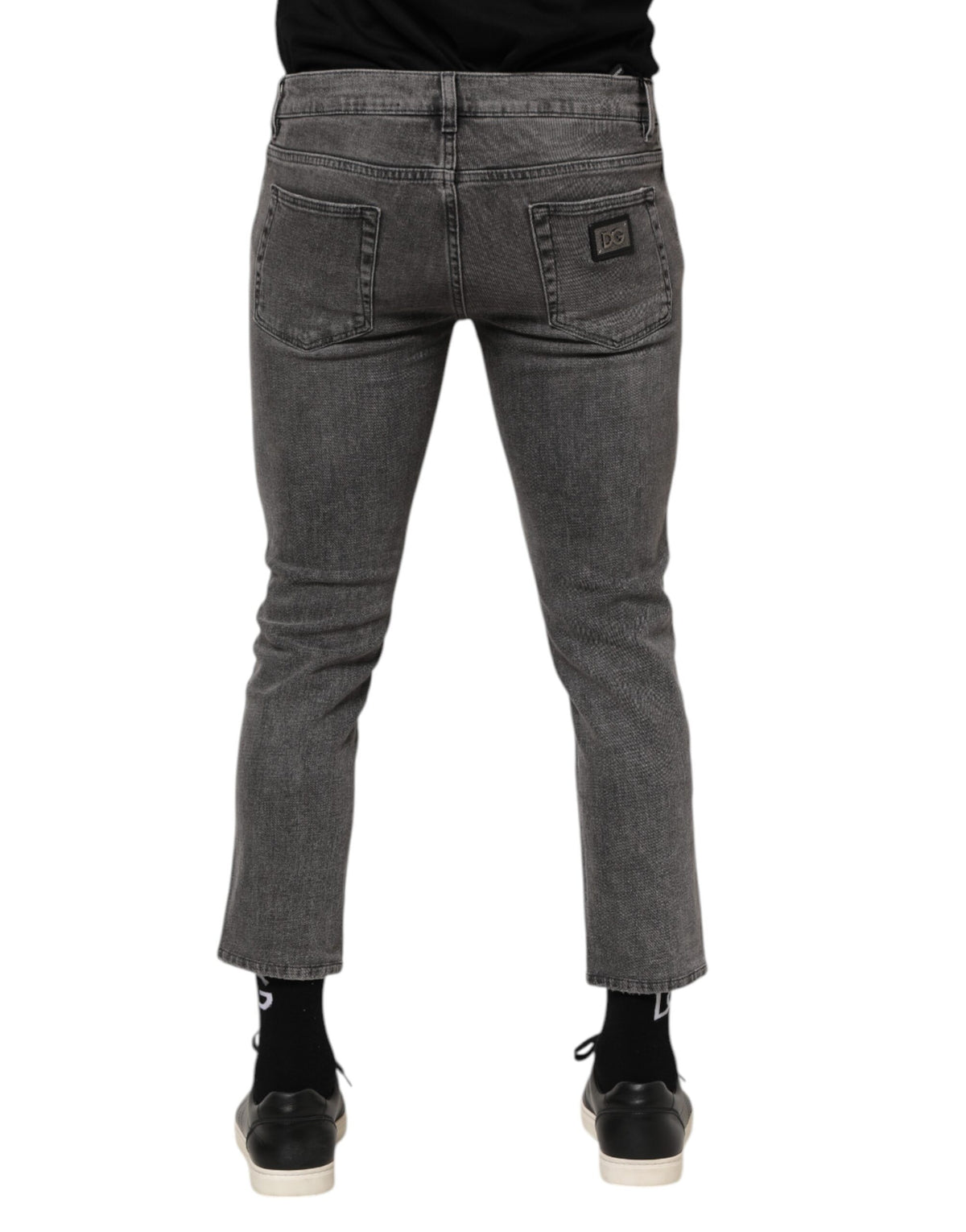 Dolce & Gabbana Gray Cotton Logo Plaque Men Denim Jeans