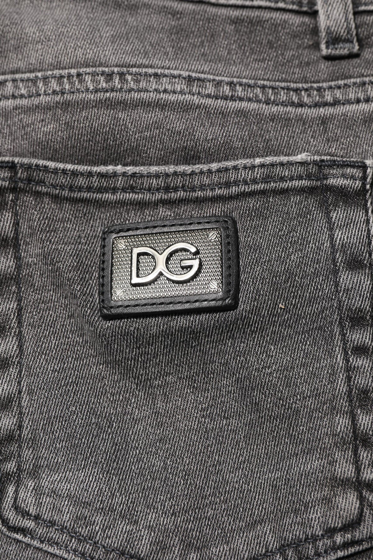 Dolce & Gabbana Gray Cotton Logo Plaque Men Denim Jeans