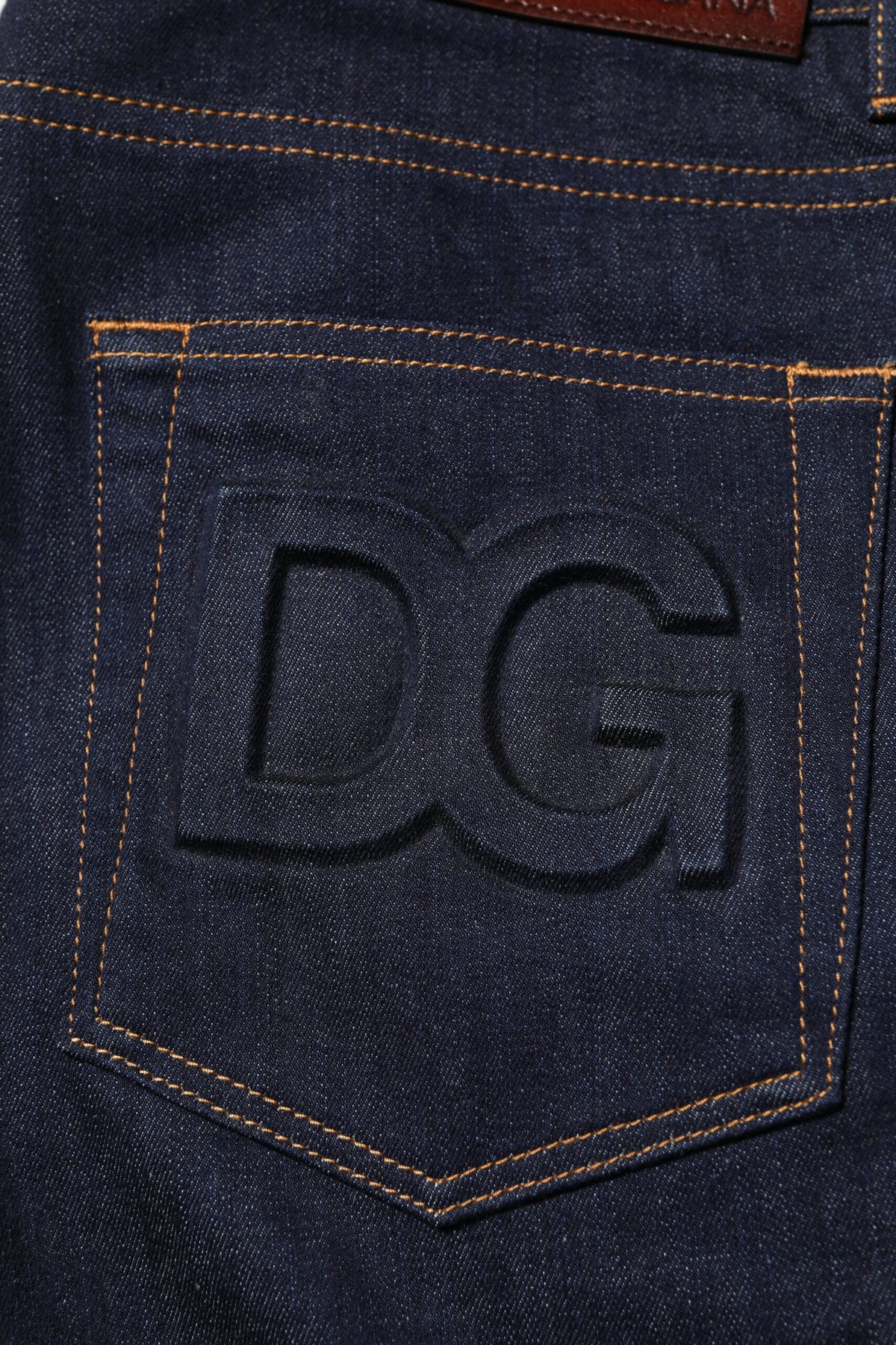 Dolce & Gabbana Dark Blue Cotton Logo Slim Fit Men Denim Jeans