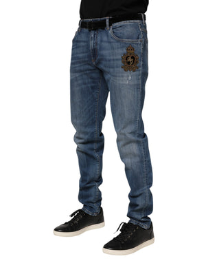 Dolce & Gabbana Blue Logo Embroidery Denim Jeans