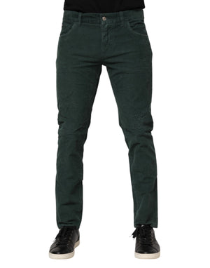 Dolce & Gabbana Green Cotton Corduroy Skinny Pants
