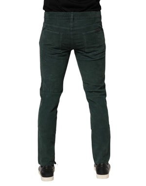 Dolce & Gabbana Green Cotton Corduroy Skinny Pants