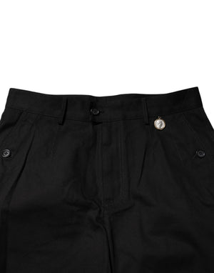 Dolce & Gabbana Black Cotton Knee Length Men Bermuda Shorts