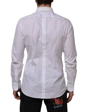 Dolce & Gabbana White Bib Cotton Poplin GOLD Formal Shirt