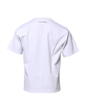 Dolce & Gabbana White Cotton Crew Neck Graphic Print T-shirt