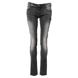 Acht Dark Gray Cotton Slim Fit Denim Low Waist Denim Jeans
