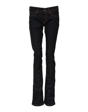 GF Ferre Dark Blue Cotton Mid Waisted Skinny Denim Jeans