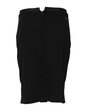 GF Ferre Black Polyester Pencil Cut Knee Length Skirt