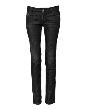 Dsquared² Black Cotton Low Waist Skinny Denim Jeans