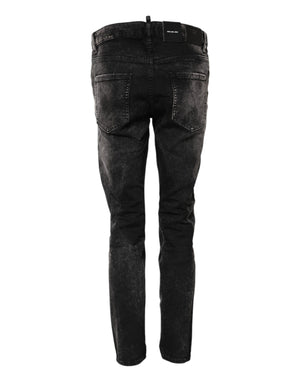 Dsquared² Black Washed Mid Waist Tapered Denim Jeans