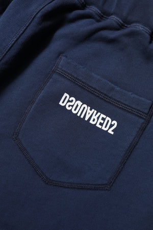 Dsquared² Blue Cotton Mid Waisted Jogger Pants