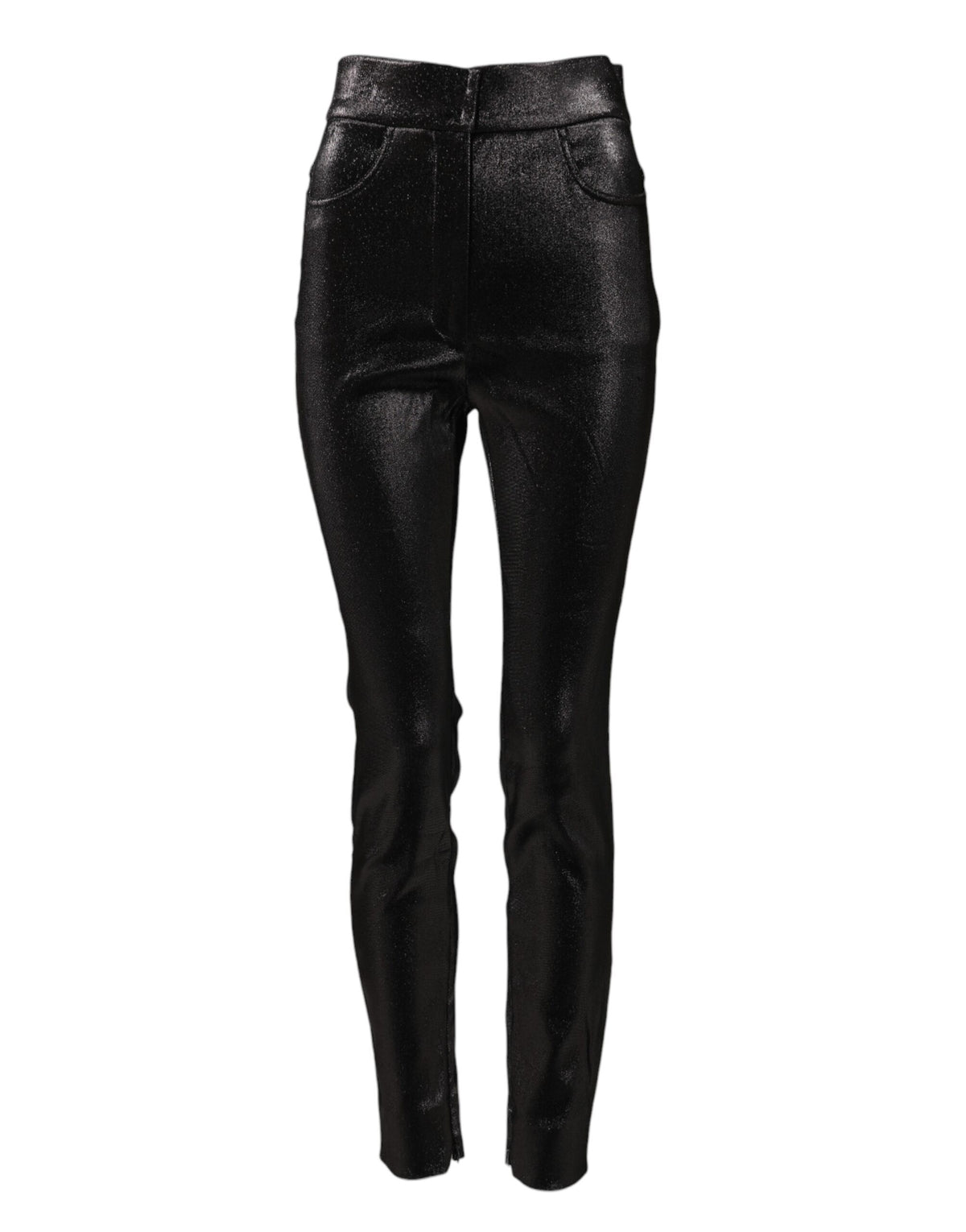 Dolce & Gabbana Black Cotton Stretch Silver Lurex Thread Pants