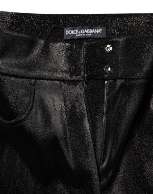 Dolce & Gabbana Black Cotton Stretch Silver Lurex Thread Pants