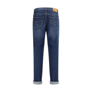 Brunello Cucinelli Blue Cotton Straight-Leg Jeans