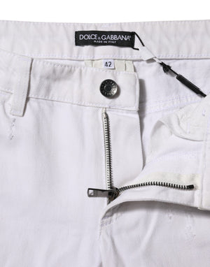 Dolce & Gabbana White Cotton Mid Waisted Women Denim Jeans