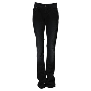 John Galliano Black Cotton Mid Waist Tapered Denim Jeans
