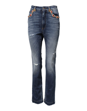 Dolce & Gabbana Blue Rhinestone Embellished Denim Jeans