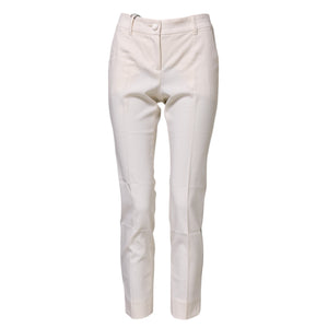 Dolce & Gabbana White Wool Tapered High Waist Pants
