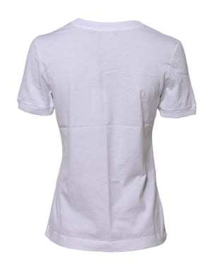 Dolce & Gabbana White Cotton Round Neck Short Sleeves T-shirt