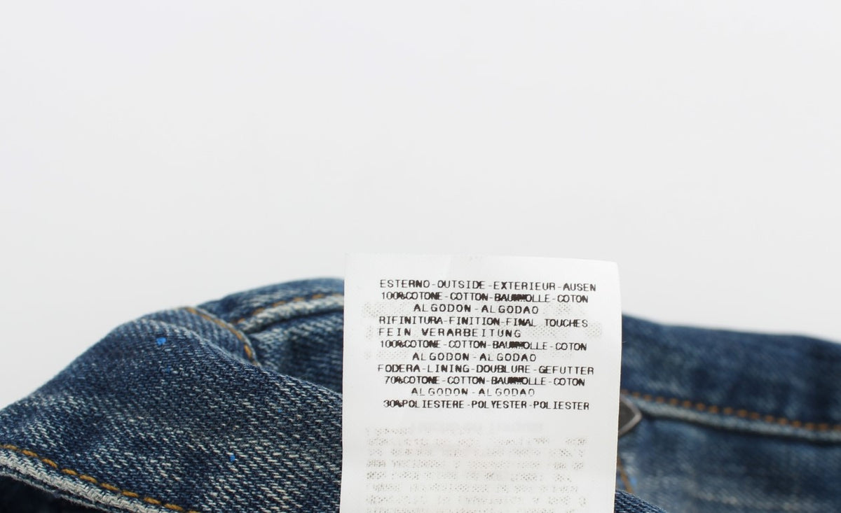 Costume National Blue Wash Paint Slim Fit Pants Jeans