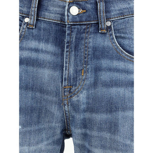 7FOR Blue Cotton Straight-Leg Jeans