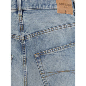 Balenciaga Light Blue Cotton Relaxed Fit Jeans