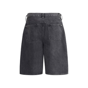 7FOR Black Cotton Bermuda Shorts