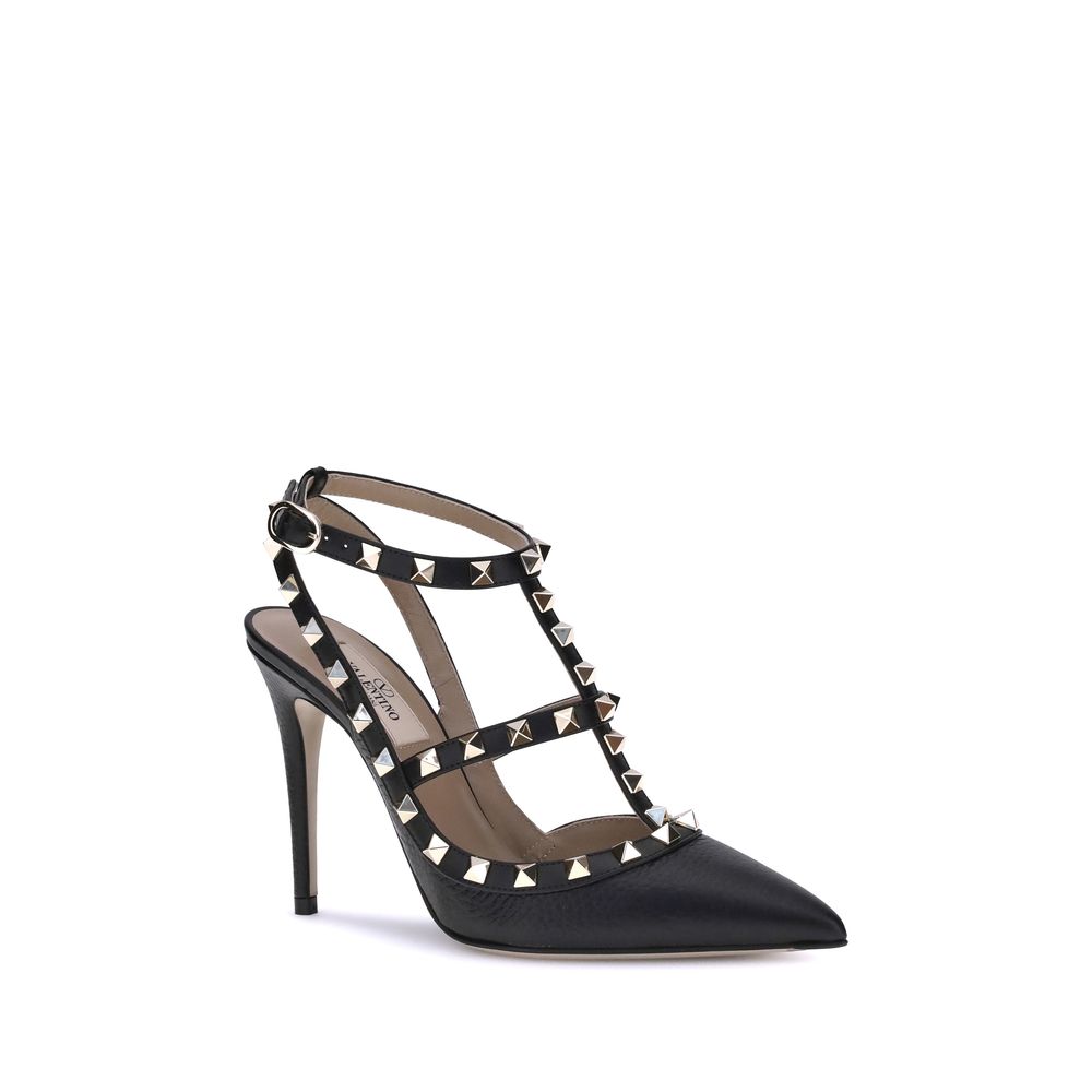 Valentino Garavani Black Calf Leather Bos Taurus Pumps