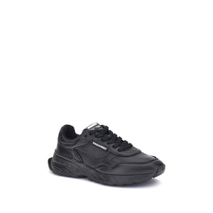 Dsquared² Black Calf Leather Bos Taurus Athletic Sneakers