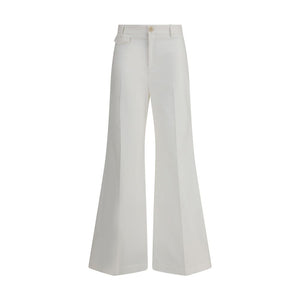 Chloé White Cotton Flared Pants