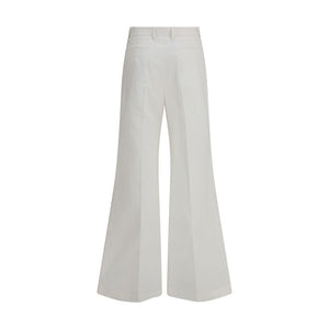 Chloé White Cotton Flared Pants
