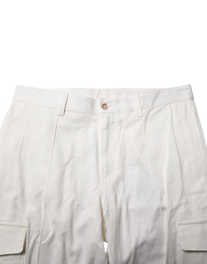 Dolce & Gabbana White Cotton Jogger Cargo Skinny Men Pants