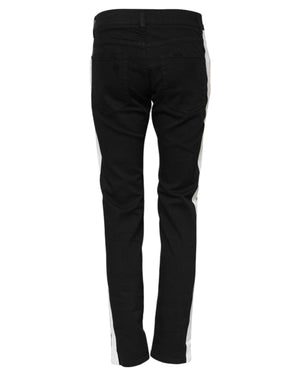Dolce & Gabbana Black Tattered White Lining Skinny Denim Jeans
