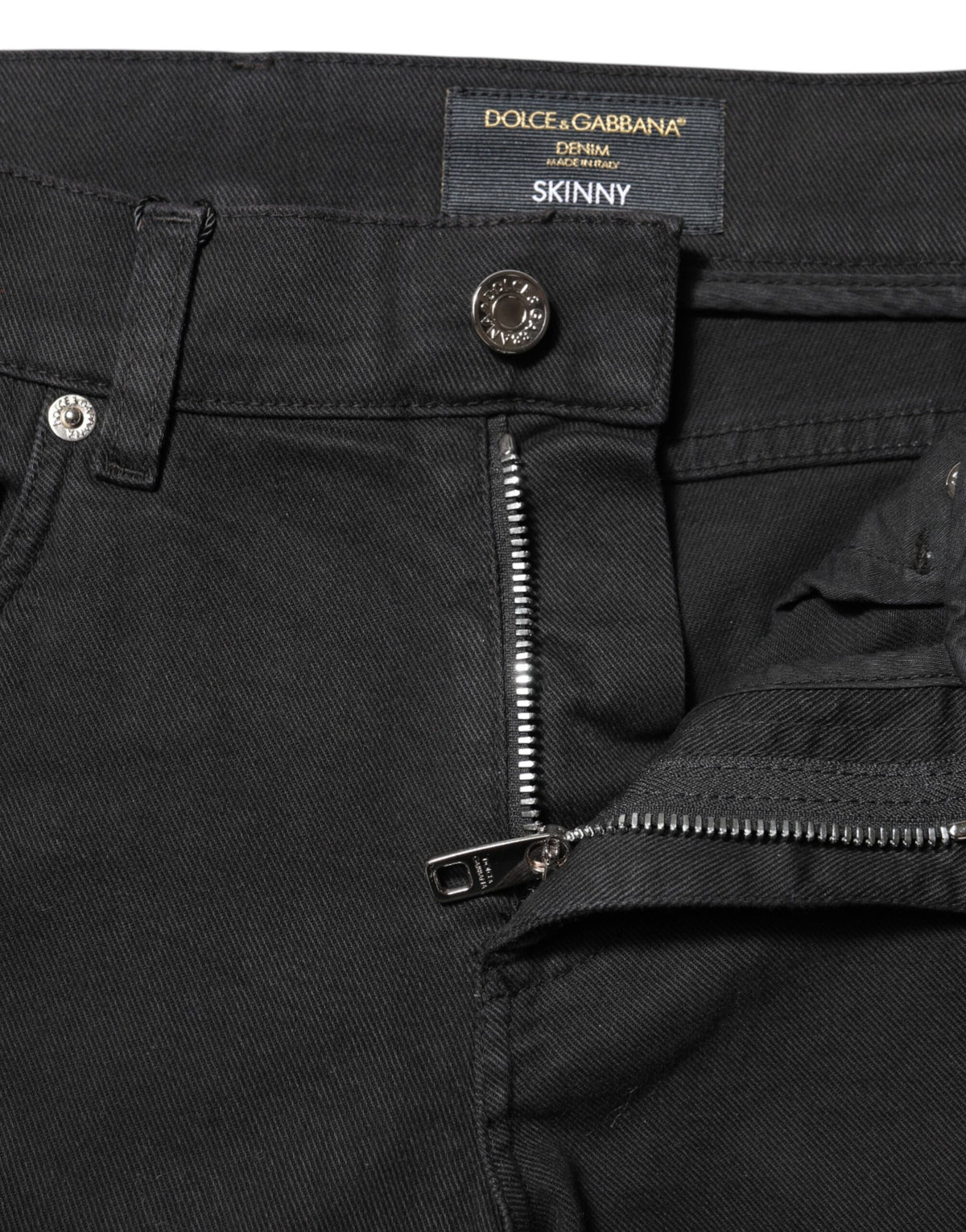 Dolce & Gabbana Black Tattered White Lining Skinny Denim Jeans