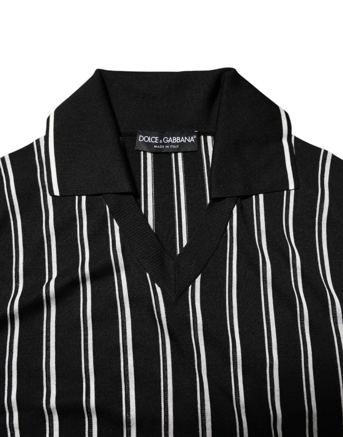 Dolce & Gabbana Black White Stripes Collared Polo T-shirt